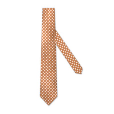 Silk Woven Necktie - Cinnamon and White Gingham Check