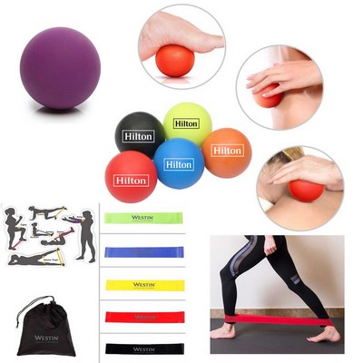 Kidder Exercise Massage Ball + Fitness Resistance Bands (Purple)