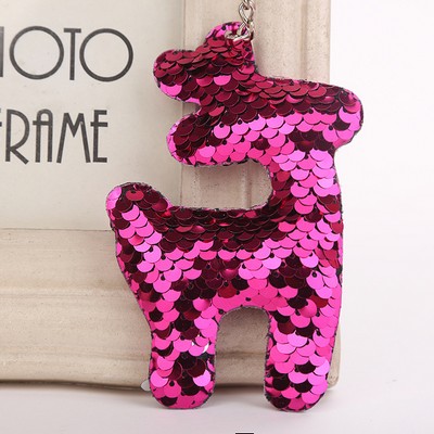 Deer Shaped Reversible Sequins Keychain