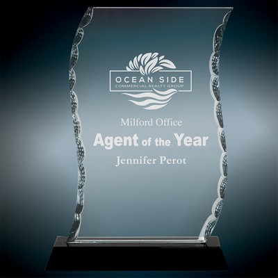 Small Scroll Facet Glass On Black Base Award