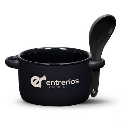 Merritt Soup Bowl/Spoon - 12oz Black/Black