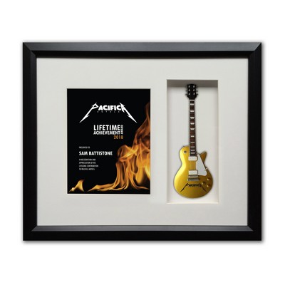 22"x19" Shadowbox Rockstar Guitar Award (10" Custom 3M™ Vinyl Application Mini Guitar)