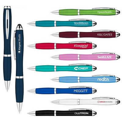 Metallic Curvaceous Ballpoint Pen & Stylus