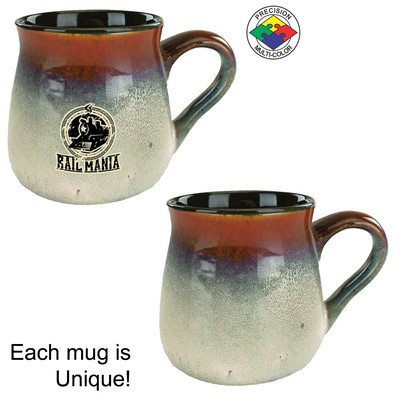 16 Oz. Brick Red/Blue/Tan Reaction Glaze Tavern Mug - Dishwasher Resistant - Precision Spot Color