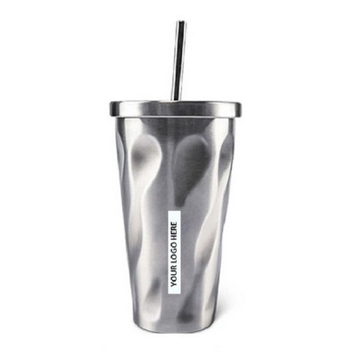 15 Oz. Stainless Steel Tumbler w/SS Lid & Straw