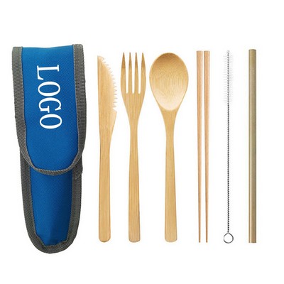 Bamboo Travel Utensil Set w/Carrying Case