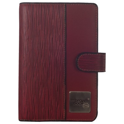 The Brown Book MI Series - Red Genuine Leather Planner with Magnetic Tab Closure (7.75"x5.25")