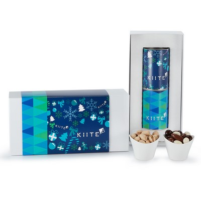 2 Way 4" Snack Tube Gift Set - Pistachios & Chocolate Fruit & Nut Medley