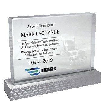 3D Etched Crystal Trucking Award