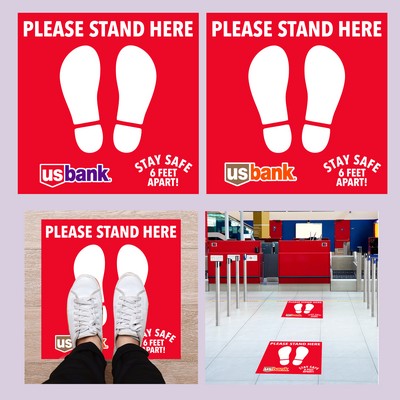 Square Waterproof PPE 6' Apart Social Distance Sticker/Floor Decal