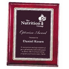 Airflyte® Rosewood Piano-Finish Plaque w/Ruby Red Marble Florentine Plate (10.5"x 13")