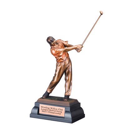 10" Bronze Electroplated Male Golfer Trophy