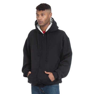 BAYSIDE Adult USA Made Super Heavy Thermal-Lined Full-Zip Hooded Sweatshirt