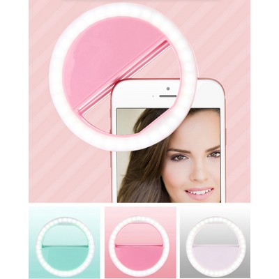 Clip On Selfie Ring Light for Live Straming/Video/Photography 3 Light Modes (Battery not included)