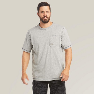 Ariat® Men's Heather Gray Rebar® Workman™ Logo Black Short Sleeve T-Shirt