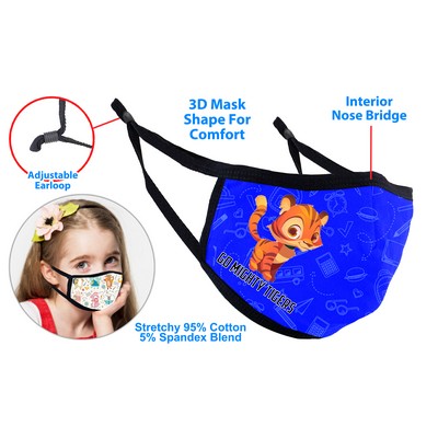 Kids 3D Shape Full Color Sublimation Mask with Adjustable Earloop