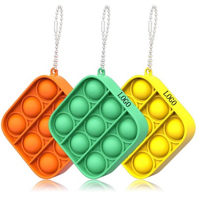 Square Push Pop Bubble Toy Keychain