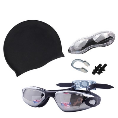 Swimming Cap and Glasses set For Adults And Kids