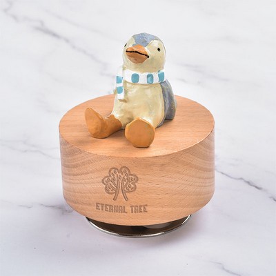 Little Penguin Music Box W/ Rotating Metal Base