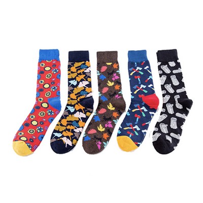 Colorfull Patterns Sock Jacquard Sock Long Sock Dress Sock Cotton Crew Dress Socks