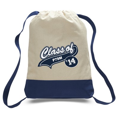 2 Tone 12 Oz. Canvas Cinch Backpack - Full Color Transfer (14"x18"x2")