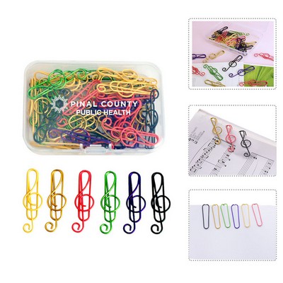 Metal Treble Clef Paper Clips In Plastic Container