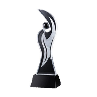 Creative Crystal Glass Trophy With Wooden Base