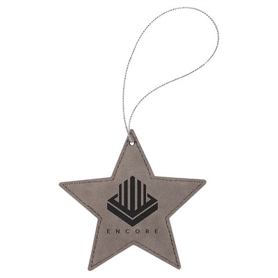 Gray Laserable Leatherette Star Ornament, 4"x4"