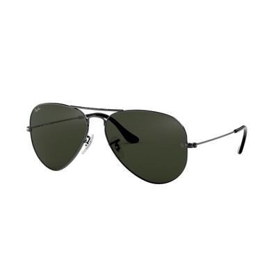 Ray-Ban® Gunmetal Gray/Green Aviator Sunglasses