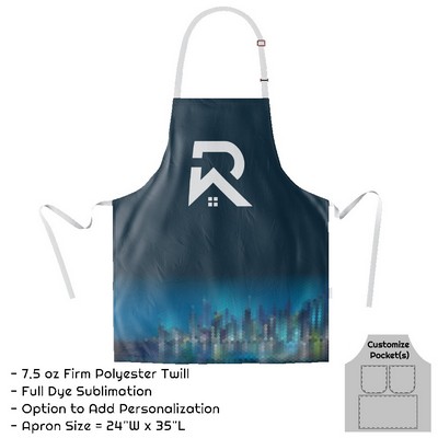 Poly Twill Sublimation Bib Apron - 24"W X 35"L