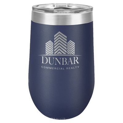 16 Oz. Navy Blue Stemless Tumbler w/Lid