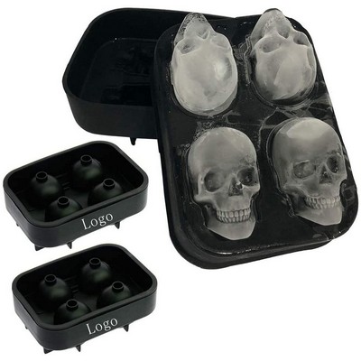 3D Skull Ice Mold Tray In 4 Capacities Silicone Ice Cube Molds for Whiskey Cocktails Beverages