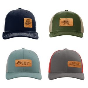 Full-Grain Leather Riveted Patches Hats | Richardson 112 Trucker Meshback |