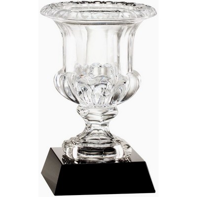 Crystal Vase on Black Base, 12"H