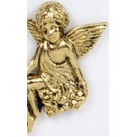 Seated Cherub w/Flowers Stock Casting Lapel Pin