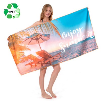 40"x 75" Eco-friendly rPET Sublimated Microfiber Sand Proof Beach Towel