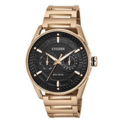 Citizen® Men's Drive CTO Eco-Drive® Rose Gold-Tone Watch w/Black Dial