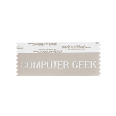 Computer Geek Stk A Rbn Gray Ribbon Silver Imprint