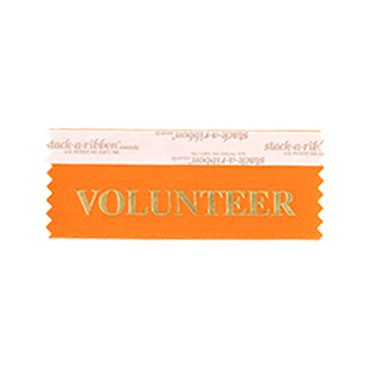 Volunteer Stk A Rbn Orange Ribbon Gold Imprint