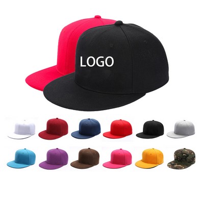 100% Cotton Snapback Closure Hip Hop Style Flat Bill Caps