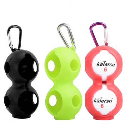 Silicone Double Golf Ball Holder with Carabiner