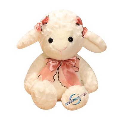 Velour Plush Sheep with Bow