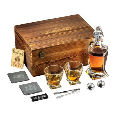 Elegant Whiskey Decanter Set in Wooden Box