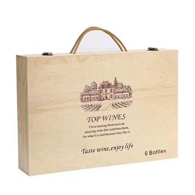 6 Bottle Wooden Wine Box