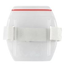 Vertical Resealable ArmBand-Style Vinyl Badge Holder with White Strap