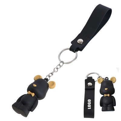 Mouse PU Leather Keychain Key Ring