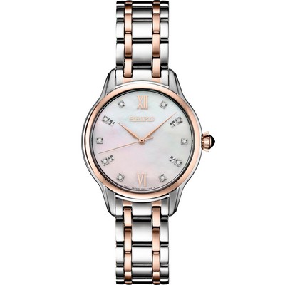 Seiko Ladies Diamond Rose Gold Two-Tone Watch w/Mother of Pearl Dial