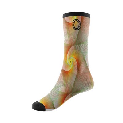 360 Degree Digital Print Poly-Spandex Crew Socks w/Contrasting Toe