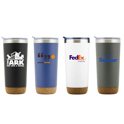 Marin 22 Oz. Double Wall SS VI Tumbler & Cork Bottom (White)