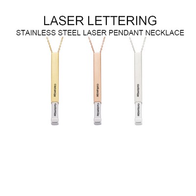 Stainless Steel Rectangle Laser Pendant Necelace